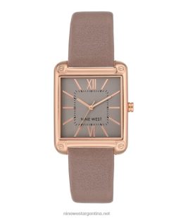 gris pardo reloj con correa de caja rectangular Nine West 0DDT02892