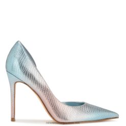 lagarto azul metálico zapatos de salón con puntera en punta folowe d'orsay Nine West 0DDT01268