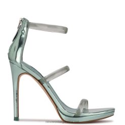 menta metalizada sandalias de tacón leah Nine West 0DDT0540