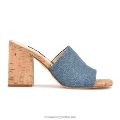 mezclilla azul sandalias con tacón Teice Nine West 0DDT0667