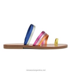 multimetálico sandalias planas con tiras y anilla en el dedo del Cins Nine West 0DDT0802