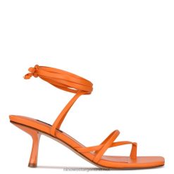 naranja vivo sandalias de tacón cruzadas en el tobillo Nine West 0DDT0569