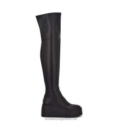 negro botas hojo con plataforma por encima de la rodilla Nine West 0DDT02926
