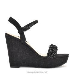 negro sandalias con cuña halora Nine West 0DDT0758