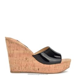negro sandalias herden con cuña Nine West 0DDT0197