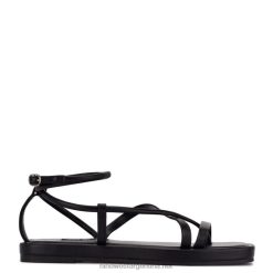 negro sandalias planas con tiras waren Nine West 0DDT0122