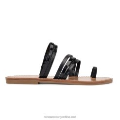 negro sandalias planas con tiras y anilla en el dedo del Cins Nine West 0DDT0803