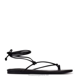 negro sandalias planas cruzadas al tobillo Pansie Nine West 0DDT0107