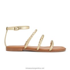 oro sandalias planas con correa en el tobillo ipster Nine West 0DDT028