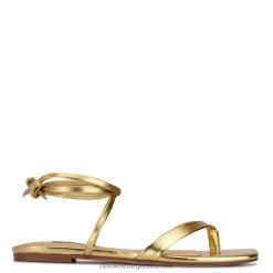 oro sandalias planas con diseño cruzado en el tobillo Nine West 0DDT0125