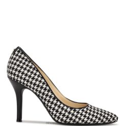 pata de gallo negro/blanco quintos zapatos de tacón con punta en punta 9x9 Nine West 0DDT01293