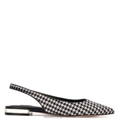 pata de gallo negro/blanco zapatos planos con puntera en punta lucee slingback Nine West 0DDT02149