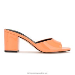 patente naranja sandalias con tacón cuadrado Ferris Nine West 0DDT0203