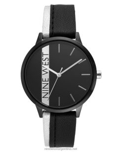 plateado y negro reloj con correa en contraste Nine West 0DDT02887