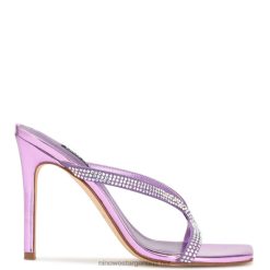púrpura metalizado sandalias con tacón retorcido Nine West 0DDT0368