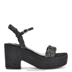 rafia negra sandalias estilo alpargata con tacón rivva Nine West 0DDT0757