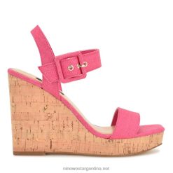 rafia rosa sandalias con cuña Nine West 0DDT0767