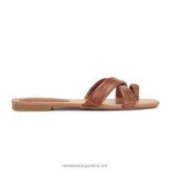 rico café en relieve croco sandalias planas con diseño de lunares Nine West 0DDT01073