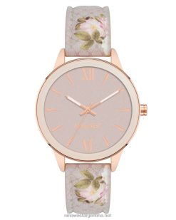 rosa reloj con correa con motivo floral Nine West 0DDT02885