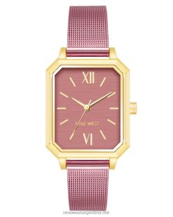 rosa reloj de pulsera de malla con caja octogonal Nine West 0DDT02890