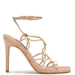 rubor cálido sandalias de tacón con diseño cruzado en el tobillo Nine West 0DDT0251