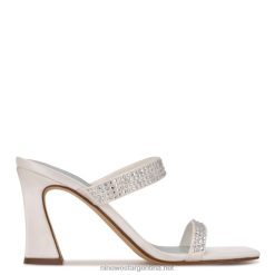 satén blanco sandalias Darla con tacón Nine West 0DDT02072