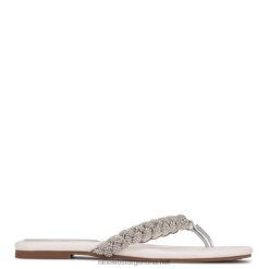 satén blanco sandalias planas con tachuelas Nine West 0DDT0116