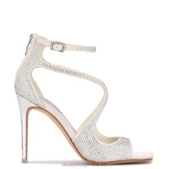 satén blanco sandalias tulah con correa en el tobillo Nine West 0DDT0468