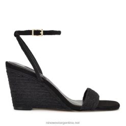 tejido negro sandalias con cuña nilo Nine West 0DDT0830