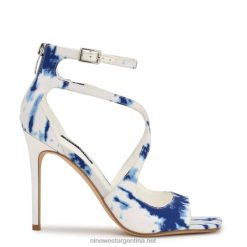 teñido anudado azul blanco sandalias tulah con correa en el tobillo Nine West 0DDT0168