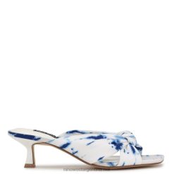 teñido anudado blanco/azul sandalias dipa con tacón Nine West 0DDT0272