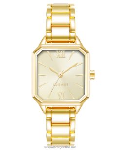 tono dorado reloj de pulsera con caja cuadrada Nine West 0DDT02859