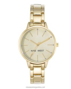 tono dorado reloj de pulsera con detalles de cristal Nine West 0DDT02896