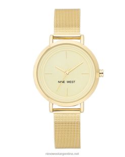 tono dorado reloj de pulsera de malla minimalista Nine West 0DDT02869