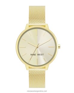 tono dorado reloj de pulsera de malla Nine West 0DDT02900
