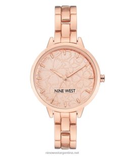 tono oro rosa reloj de pulsera con esfera floral Nine West 0DDT02883
