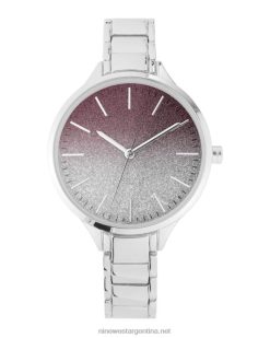 tono plateado reloj con esfera sombreada con purpurina Nine West 0DDT02878