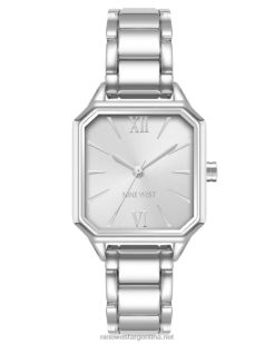 tono plateado reloj de pulsera con caja cuadrada Nine West 0DDT02857