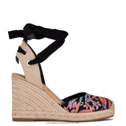 tropical negro sandalias con cuña tipo alpargata cruzada en el tobillo de friend Nine West 0DDT0844