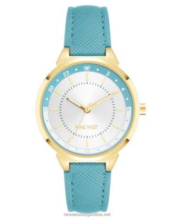 verde azulado reloj con correa saffiano Nine West 0DDT02898